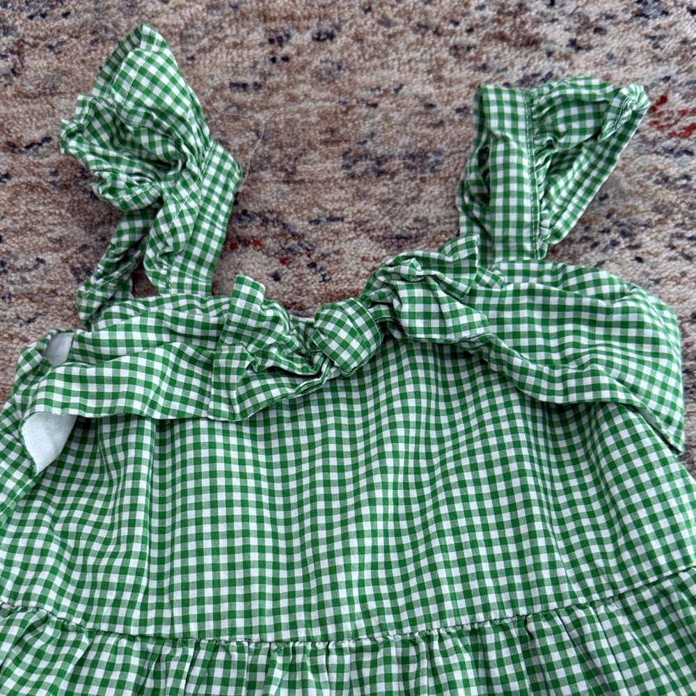 Janie and Jack Green Gingham Ruffle Sundress - Picture 2 of 4